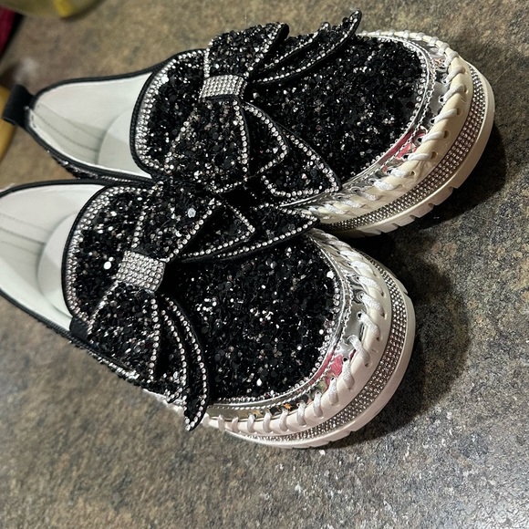 Rhinestone Glitter Black Embellished Loafers - Picture 1 of 7